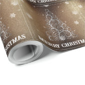Kerstboom Glitter en Sneeuwvlokken | Goud Cadeaupapier (Rol Hoek)
