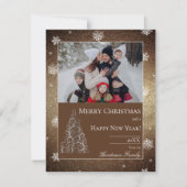 Kerstboom Glitter en Sneeuwvlokken | Goud Feestdagenkaart (Voorkant)