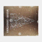 Kerstboom Glitter en Sneeuwvlokken | Goud Fleece Deken (Voorkant (Horizontaal))