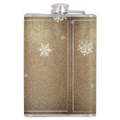 Kerstboom Glitter en Sneeuwvlokken | Goud Heupfles (Achterkant)