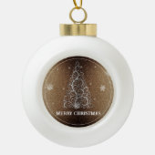 Kerstboom Glitter en Sneeuwvlokken | Goud Keramische Bal Ornament (Voorkant)