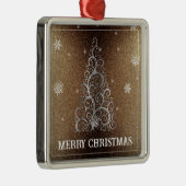 Kerstboom Glitter en Sneeuwvlokken | Goud Metalen Ornament (Rechts)