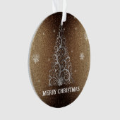 Kerstboom Glitter en Sneeuwvlokken | Goud Ornament (voorkant)