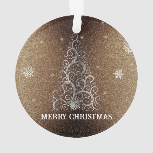 Kerstboom Glitter en Sneeuwvlokken | Goud Ornament (achterkant)
