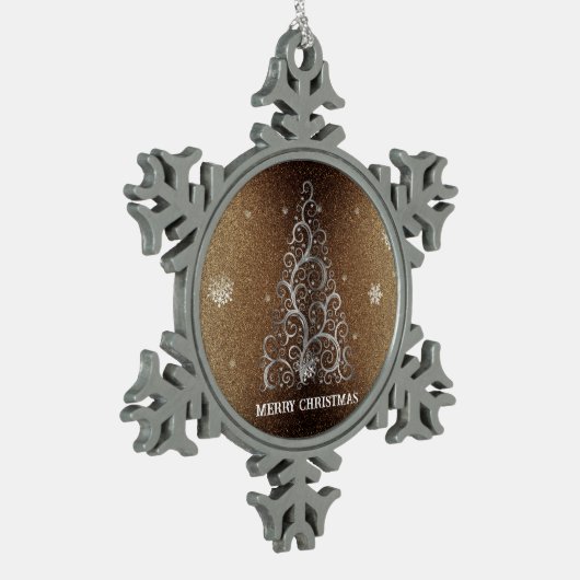 Kerstboom Glitter en Sneeuwvlokken | Goud Tin Sneeuwvlok Ornament (Links)