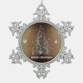 Kerstboom Glitter en Sneeuwvlokken | Goud Tin Sneeuwvlok Ornament (Voorkant)