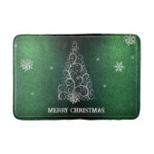 Kerstboom Glitter en Sneeuwvlokken | Groen Badmat (Voorkant)