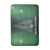 Kerstboom Glitter en Sneeuwvlokken | Groen Badmat (Voorkant Verticaal)