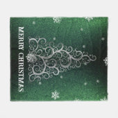 Kerstboom Glitter en Sneeuwvlokken | Groen Fleece Deken (Voorkant (Horizontaal))