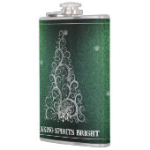 Kerstboom Glitter en Sneeuwvlokken | Groen Heupfles (Links)