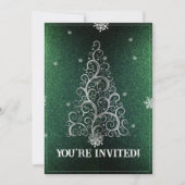 Kerstboom Glitter en Sneeuwvlokken | Groen Kaart (Voorkant)