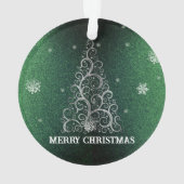 Kerstboom Glitter en Sneeuwvlokken | Groen Ornament (achterkant)