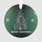 Kerstboom Glitter en Sneeuwvlokken | Groen Ornament (voorkant)