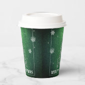 Kerstboom Glitter en Sneeuwvlokken | Groen Papieren Bekers (Links)