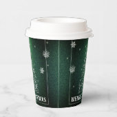 Kerstboom Glitter en Sneeuwvlokken | Groen Papieren Bekers (Rechts)