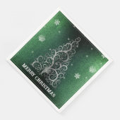 Kerstboom Glitter en Sneeuwvlokken | Groen Servet (Hoek)