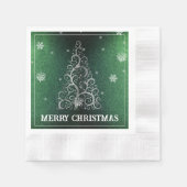 Kerstboom Glitter en Sneeuwvlokken | Groen Servet (Voorkant)