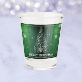 Kerstboom Glitter en Sneeuwvlokken | Groen Shot Glas