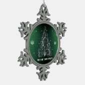 Kerstboom Glitter en Sneeuwvlokken | Groen Tin Sneeuwvlok Ornament (Links)
