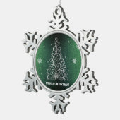Kerstboom Glitter en Sneeuwvlokken | Groen Tin Sneeuwvlok Ornament (Rechts)
