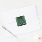 Kerstboom Glitter en Sneeuwvlokken | Groen Vierkante Sticker (Envelop)