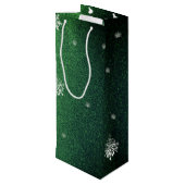 Kerstboom Glitter en Sneeuwvlokken | Groen Wijn Cadeautas (Achterkant Gekanteld)