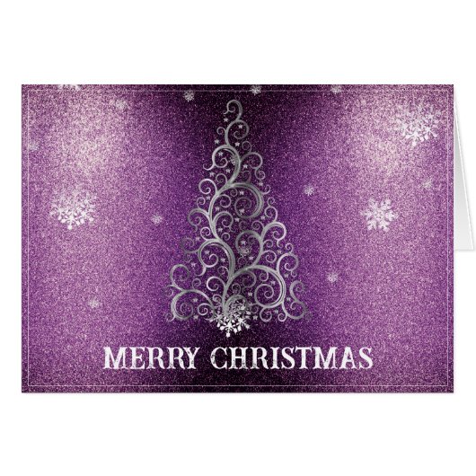 Kerstboom Glitter en Sneeuwvlokken | magenta (Voorkant Horizontaal)