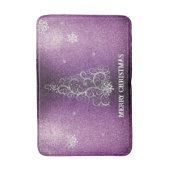 Kerstboom Glitter en Sneeuwvlokken | magenta Badmat (Voorkant Verticaal)