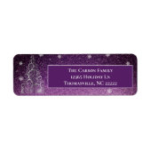 Kerstboom Glitter en Sneeuwvlokken | magenta Etiket (Voorkant)