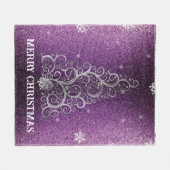 Kerstboom Glitter en Sneeuwvlokken | magenta Fleece Deken (Voorkant (Horizontaal))