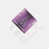 Kerstboom Glitter en Sneeuwvlokken | magenta Servet (Hoek)