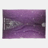 Kerstboom Glitter en Sneeuwvlokken | magenta Theedoek (Horizontaal)