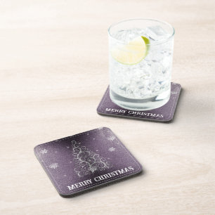 Kerstboom Glitter en Sneeuwvlokken   PAARSE Bier Onderzetter