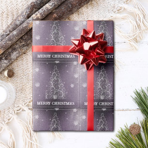 Kerstboom Glitter en Sneeuwvlokken   PAARSE Cadeaupapier