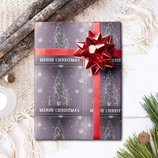 Kerstboom Glitter en Sneeuwvlokken | PAARSE Cadeaupapier