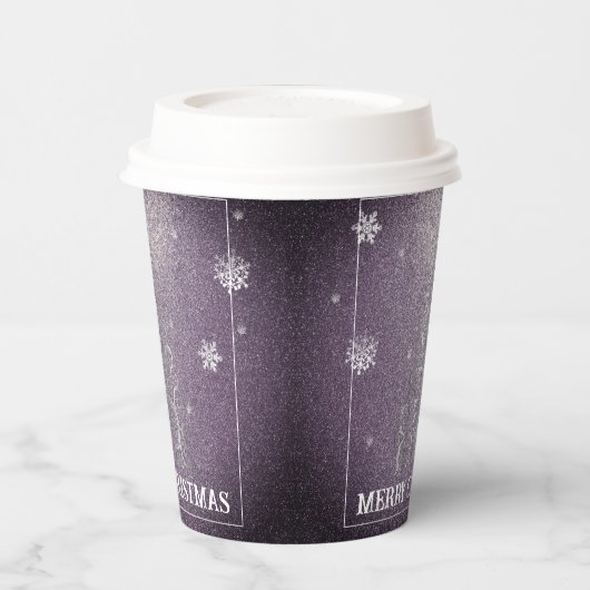 Kerstboom Glitter en Sneeuwvlokken | PAARSE Papieren Bekers (Links)