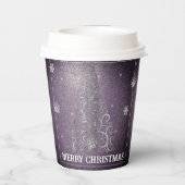 Kerstboom Glitter en Sneeuwvlokken | PAARSE Papieren Bekers (Achterkant)