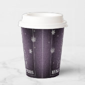 Kerstboom Glitter en Sneeuwvlokken | PAARSE Papieren Bekers (Rechts)
