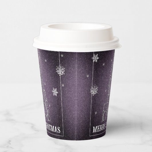 Kerstboom Glitter en Sneeuwvlokken | PAARSE Papieren Bekers (Rechts)