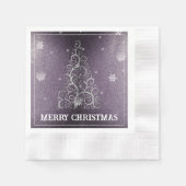 Kerstboom Glitter en Sneeuwvlokken | PAARSE Servet (Voorkant)