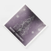 Kerstboom Glitter en Sneeuwvlokken | PAARSE Servet (Hoek)