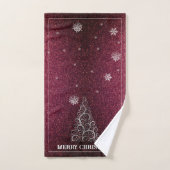 Kerstboom Glitter en Sneeuwvlokken | Rood Bad Handdoek (Handdoek)