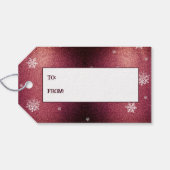 Kerstboom Glitter en Sneeuwvlokken | Rood Cadeaulabel (Achterkant Horizontaal)