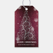 Kerstboom Glitter en Sneeuwvlokken | Rood Cadeaulabel (Voorkant)