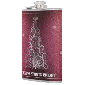 Kerstboom Glitter en Sneeuwvlokken | Rood Heupfles (Links)