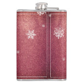 Kerstboom Glitter en Sneeuwvlokken | Rood Heupfles (Achterkant)