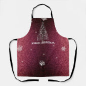 Kerstboom Glitter en Sneeuwvlokken | Rood Schort (Voorkant)