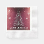 Kerstboom Glitter en Sneeuwvlokken | Rood Servet (Voorkant)