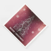 Kerstboom Glitter en Sneeuwvlokken | Rood Servet (Hoek)