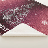 Kerstboom Glitter en Sneeuwvlokken | Rood Sherpa Deken (3/4)